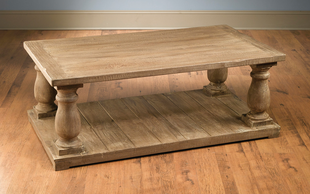 Weathered Sand Finish Baluster Coffee Table   Traditional   Coffee Tables   by Orchard Creek Designs  Houzz