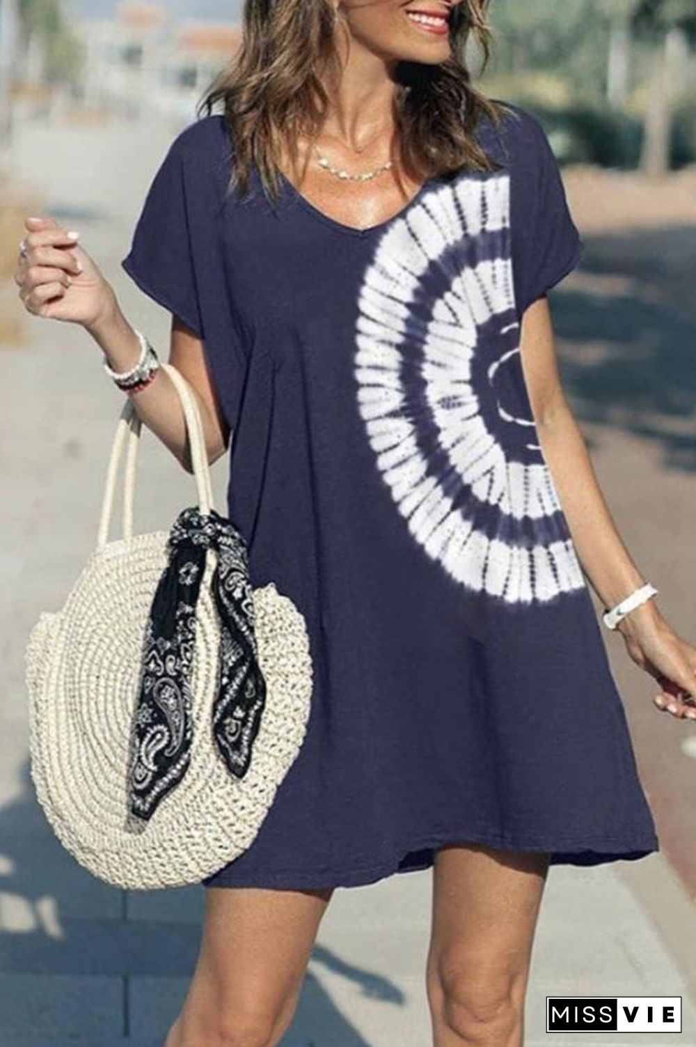 Round Neck Short Sleeve Dress