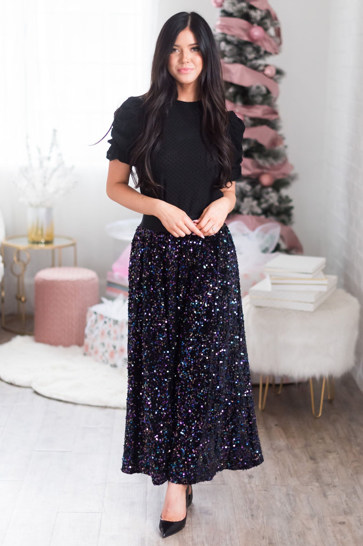 Magical Wishes Modest Sequin Maxi Skirt