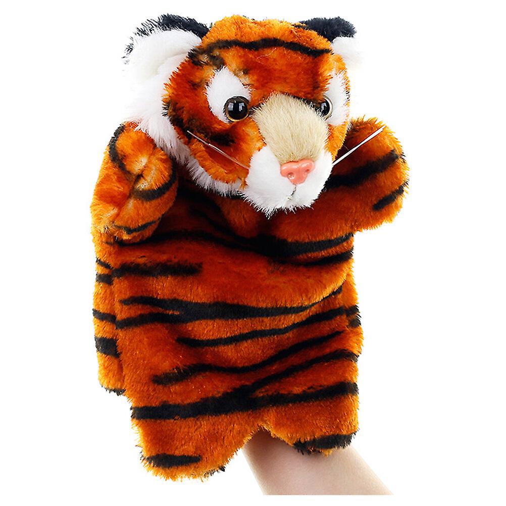 Tiger Toy Plush Hand Puppet Story Telling Props Role Play Accessory Party Favor Parent-child Interactive Doll For Little Girls (black + White)