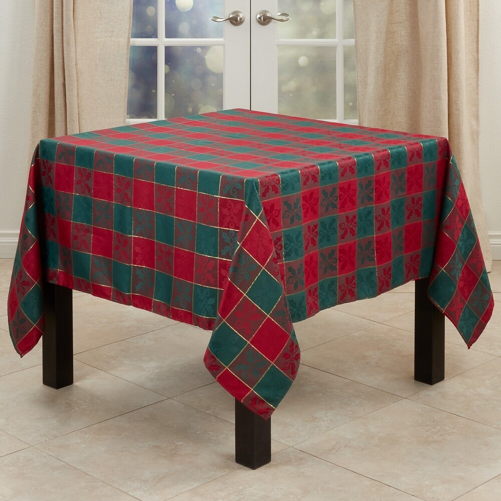 Holiday Tablecloth With Plaid Design