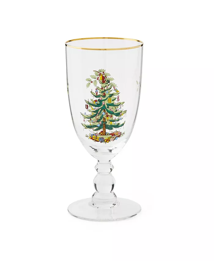 Spode Christmas Tree 16 oz. Glassware Goblet Set of 4