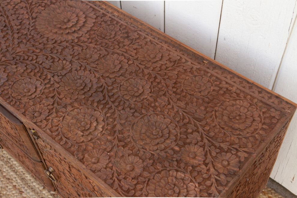 Rare Finely Carved Anglo Indian Low Cabinet   Eclectic   Accent Chests And Cabinets   by De cor  Houzz