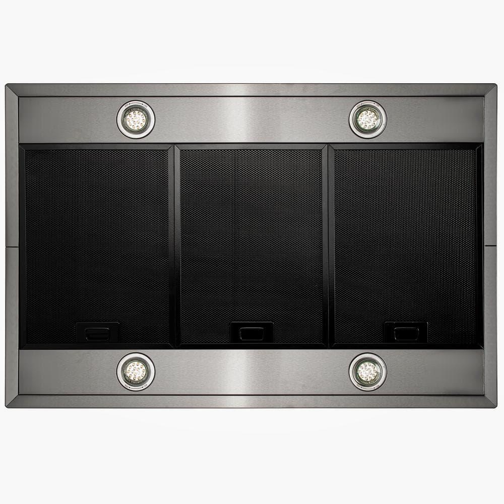 AKDY 36 in 343 CFM Convertible island Mount Range Hood in Black Stainless Steel With LED Lights