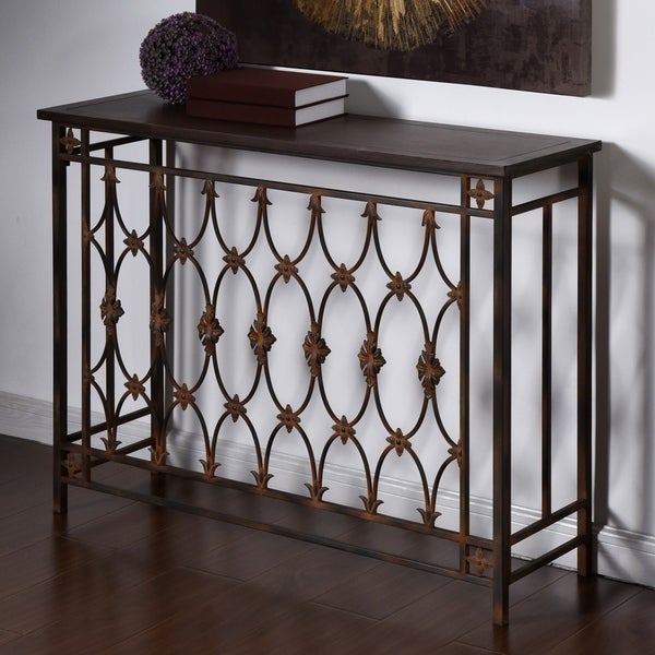 StyleCraft Brown gree Metal and Wood Side Table