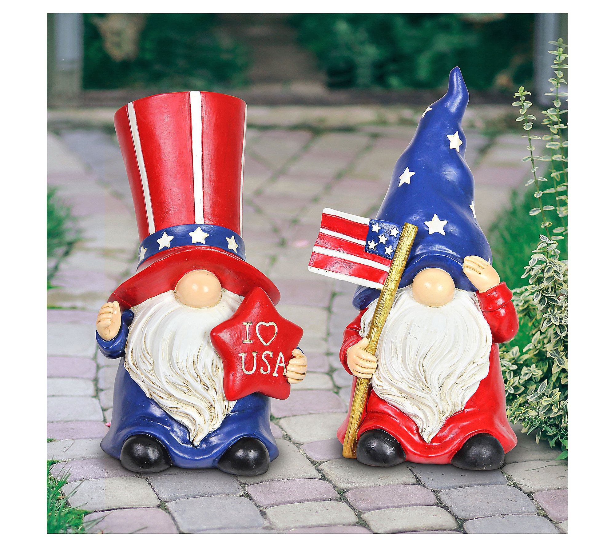 Exhart 2-Piece Patriotic Gnome Statue Asst