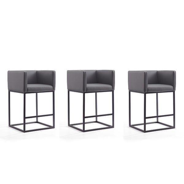 Manhattan Comfort Embassy 34 in. Black Metal Counter Height Bar Stool (Set of 3)