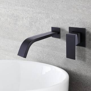 Hlihome Wall-Mount Single Handle Waterfall Bathroom Faucet Brass in Matte Black DK-9020-MB