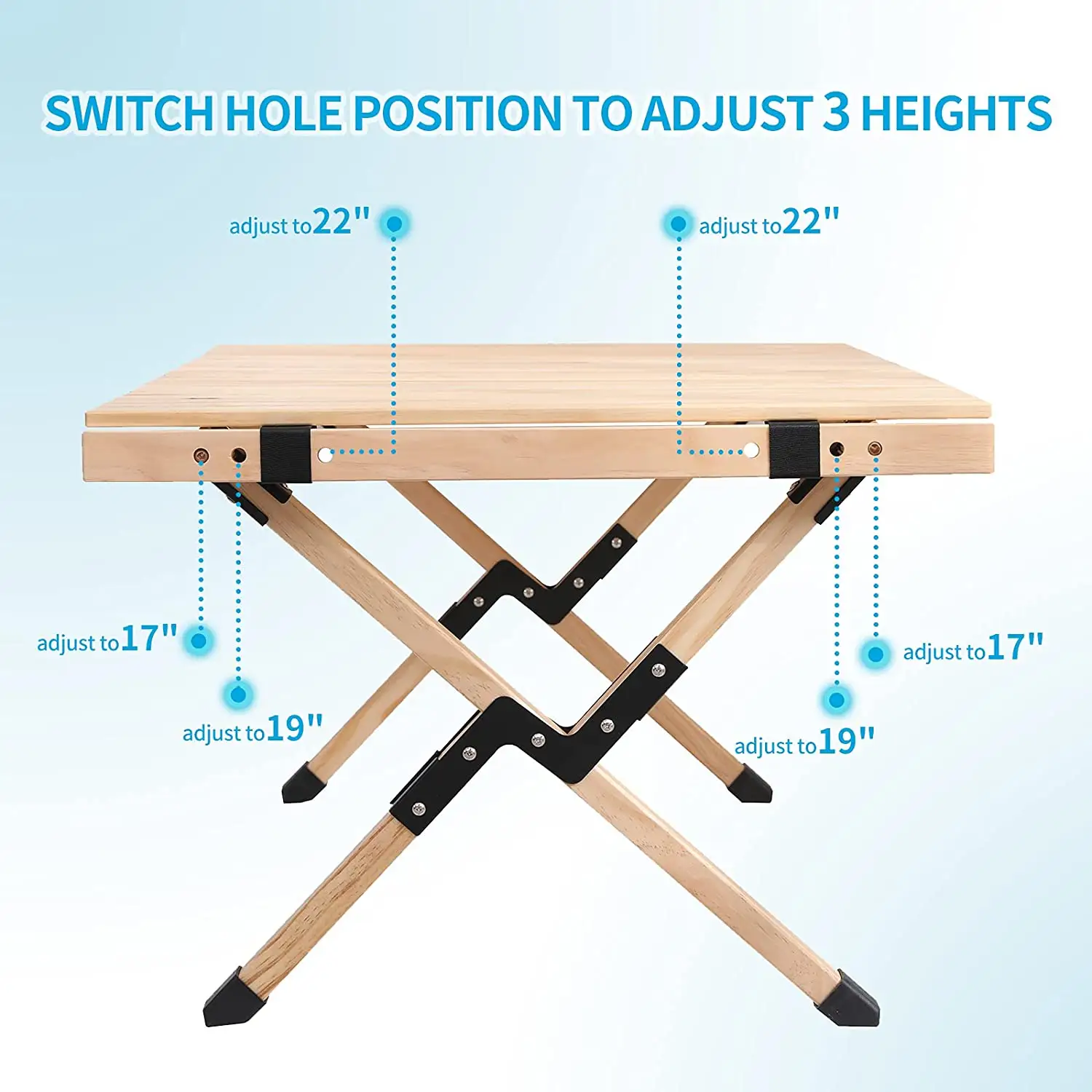 WOQI China Factory manufacturer self driving trip solid wood picnic home folding  egg roll table