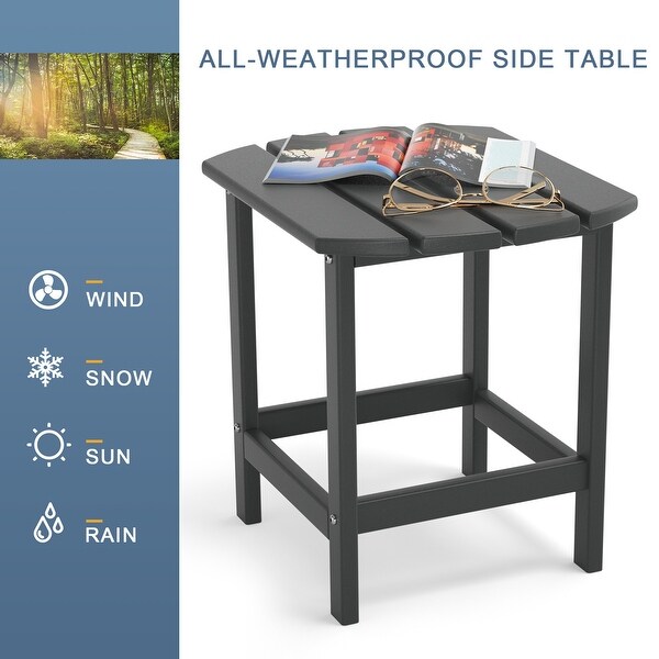 Adirondack Outdoor Side Table，HDPE Plastic End Tables for Patio，Backyard，Pool，Easy Maintenance Weather Resistant