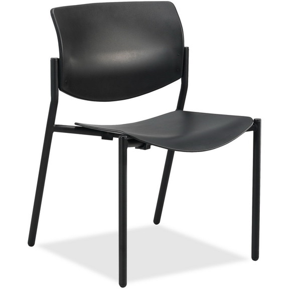 Lorell Stack Chairs with Molded Plastic Seat   Bac...