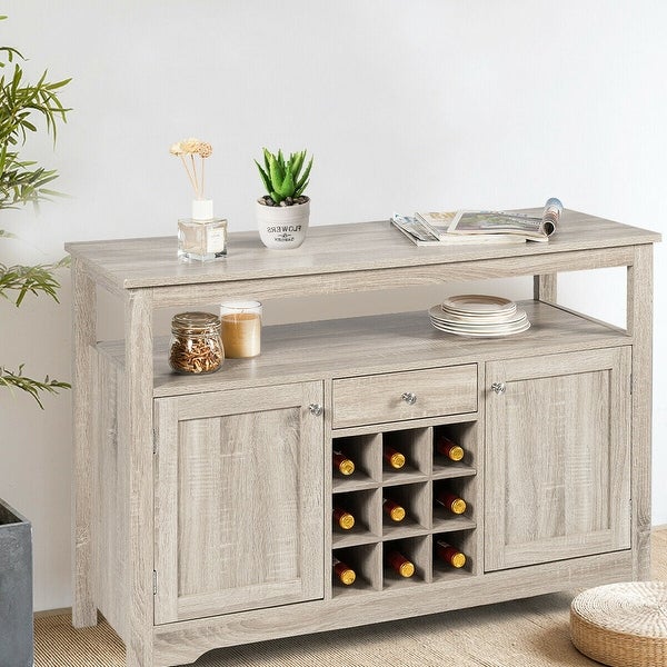 Wine Cabinet Console Table Buffet Server Sideboard Grey Home