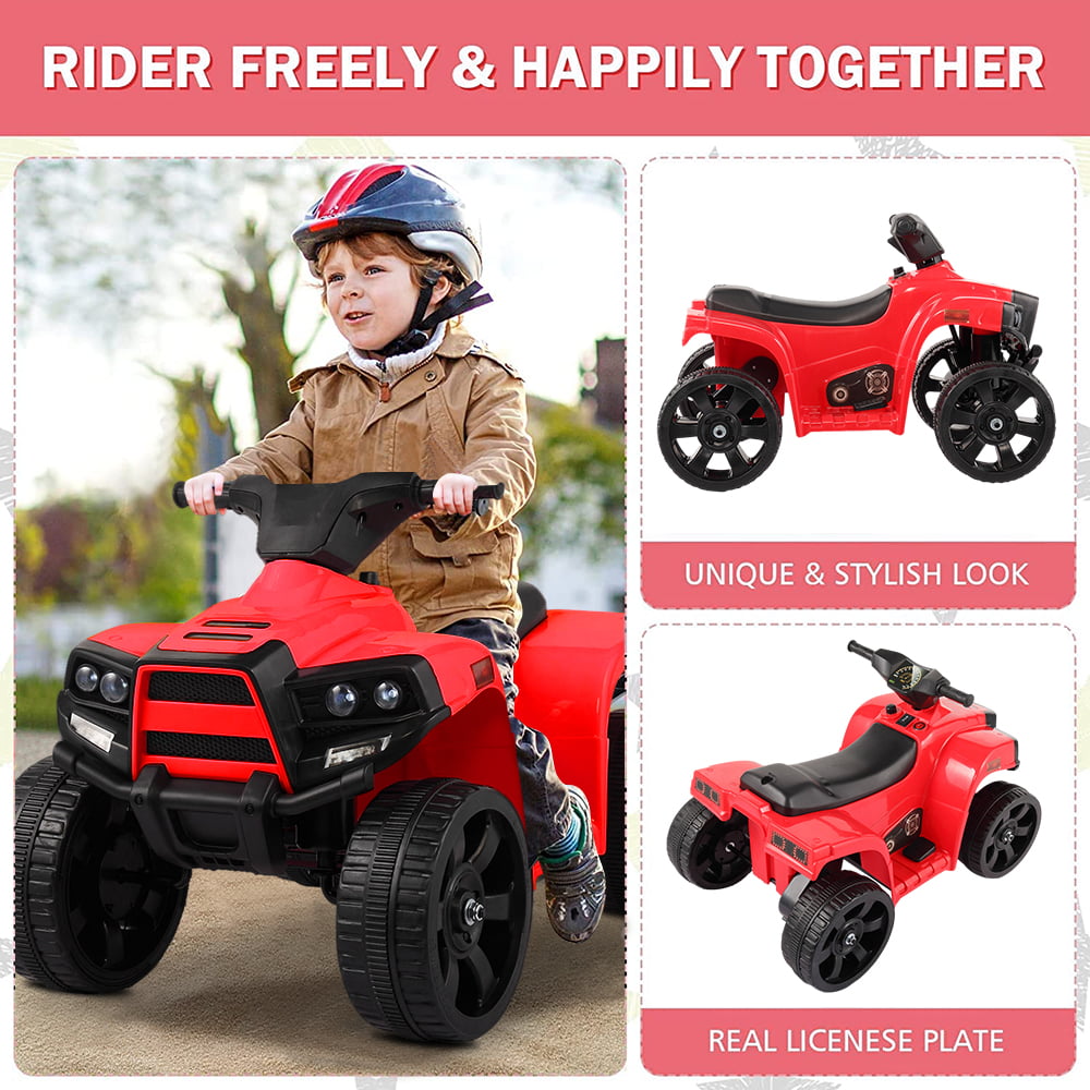 iRerts 6V Kids Ride on Toys, Battery Powered Ride on ATV Cars for Boys Girls Birthday Gifts, Kids Electric Cars for Toddlers, Kids Electric Ride on Vehicles with Headlights, Horn, Red