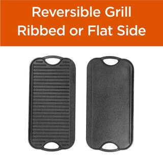 Commercial CHEF 20.9 in. Pre-Seasoned Cast Iron Reversible Grill Griddle CHFLRGG5