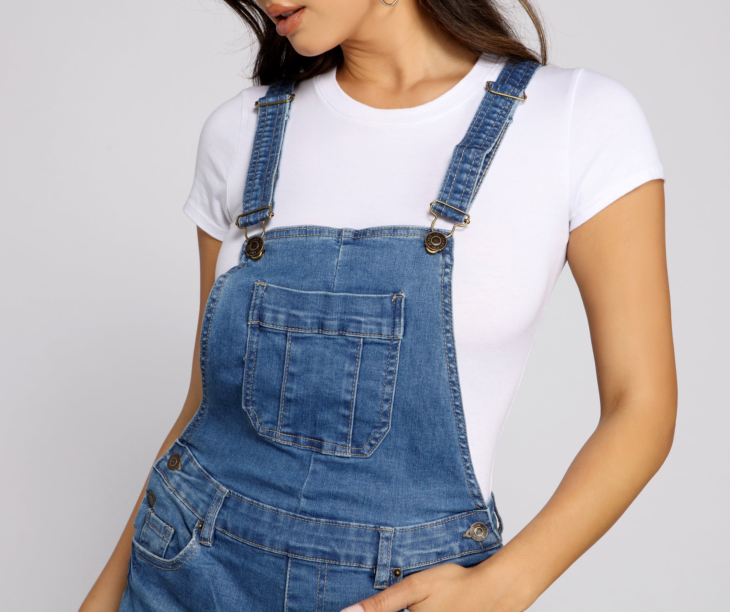 Stylishly Distressed Denim Shortalls