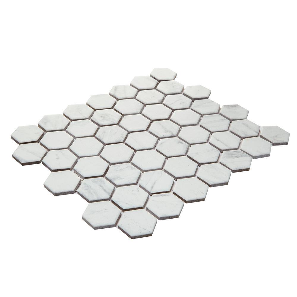 Lifeproof Carrara 10 in. x 12 in. x 6.35mm Ceramic Hexagon Mosaic Floor and Wall Tile (9.72 sq. ft.Case) LP5015HEXHD1P2