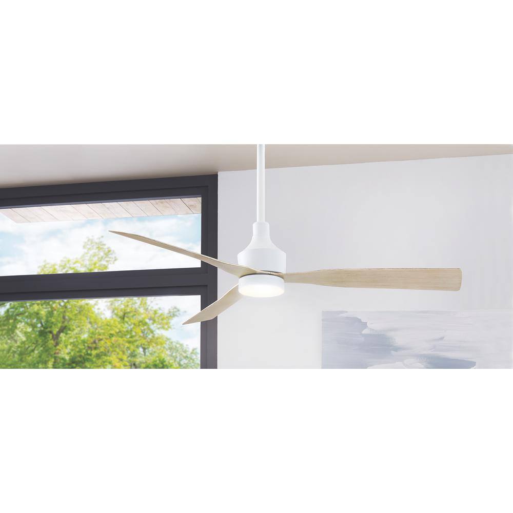 Home Decorators Collection Ryland 52 in. Integrated CCT LED IndoorOutdoor Matte White Smart Ceiling Fan with Light and Remote Powered by Hubspace AK433A-MWH