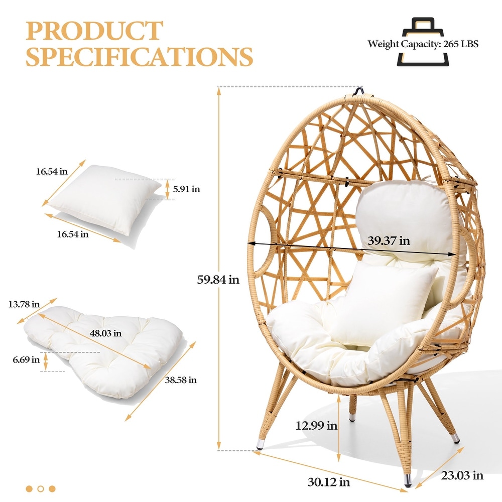 Patio Wicker Basket Egg Chair with Cushion