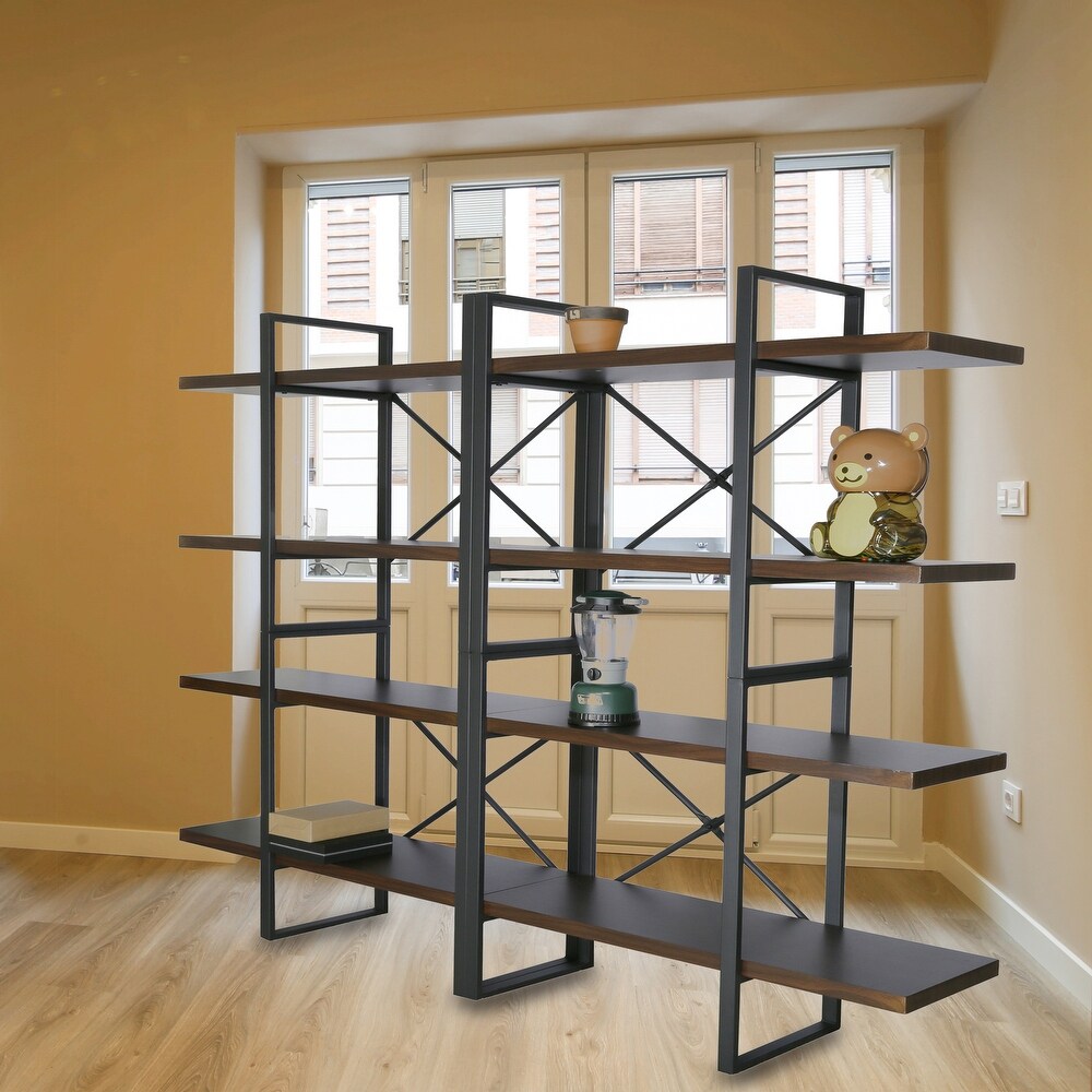 8 Tier and 8 Open Wider Metal Frame and Industrial Wood Etagere Bookcase   70.87*56.69*13 inch