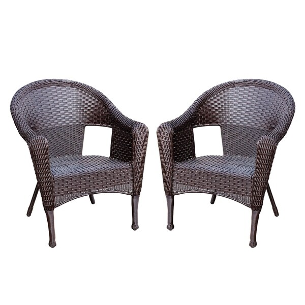 Clark Espresso Resin Wicker Outdoor Club Chair (Set of 2)