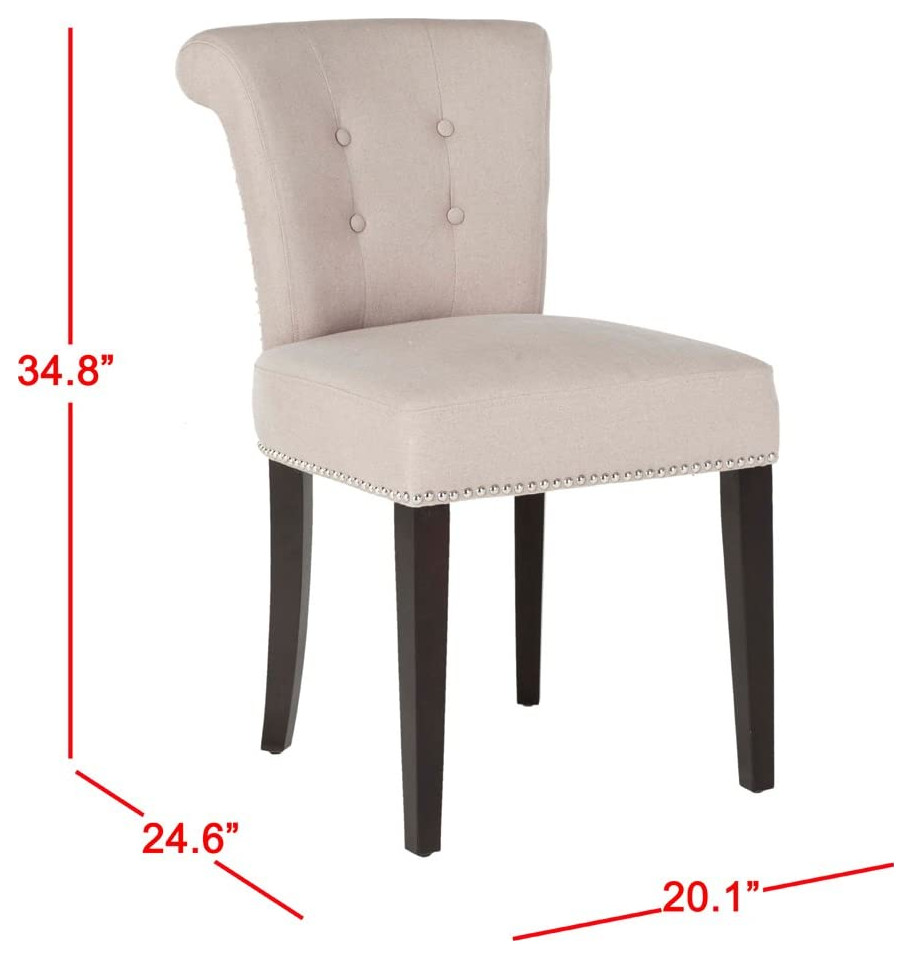 Set of 2 Armless Dining Chair  Padded Seat With Button Tufted Back  Taupe   Transitional   Dining Chairs   by Declusia  Houzz