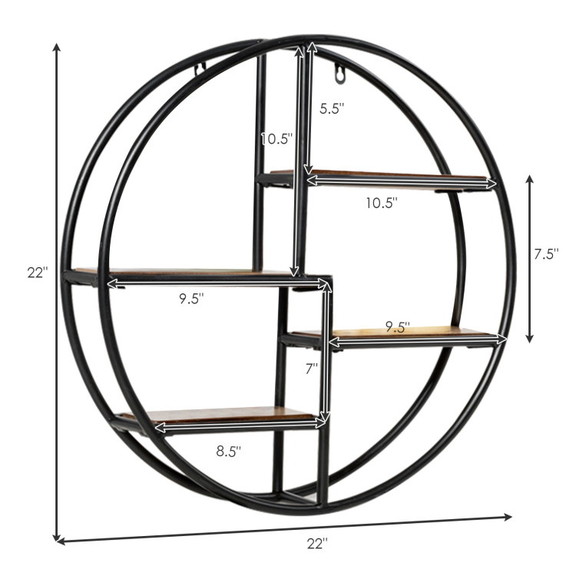 Costway 56702981 Hanging Storage Shelf Circular Wa...