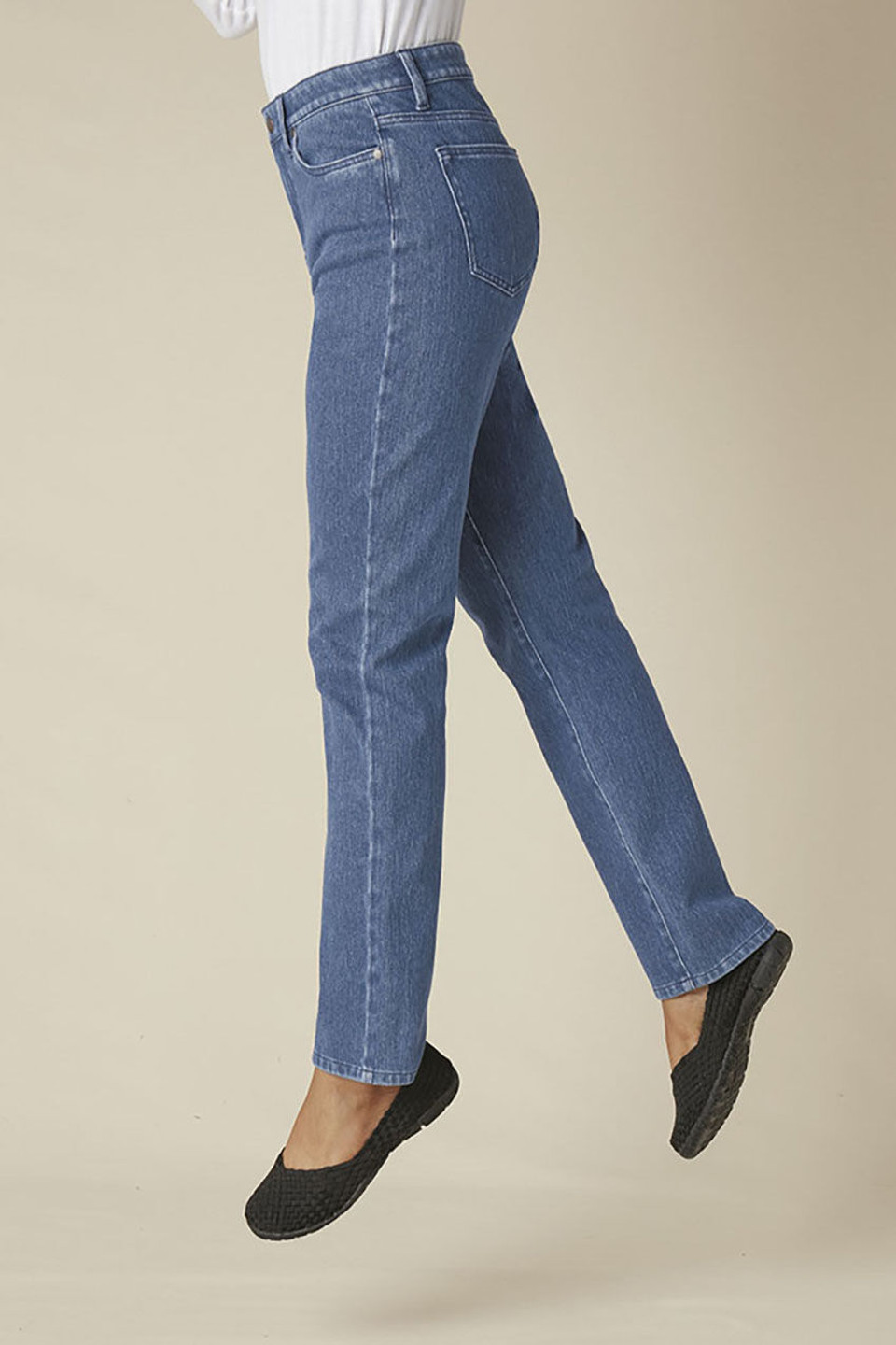 Knit Denim High Rise Straight-Leg Jeans - Coldwater Creek