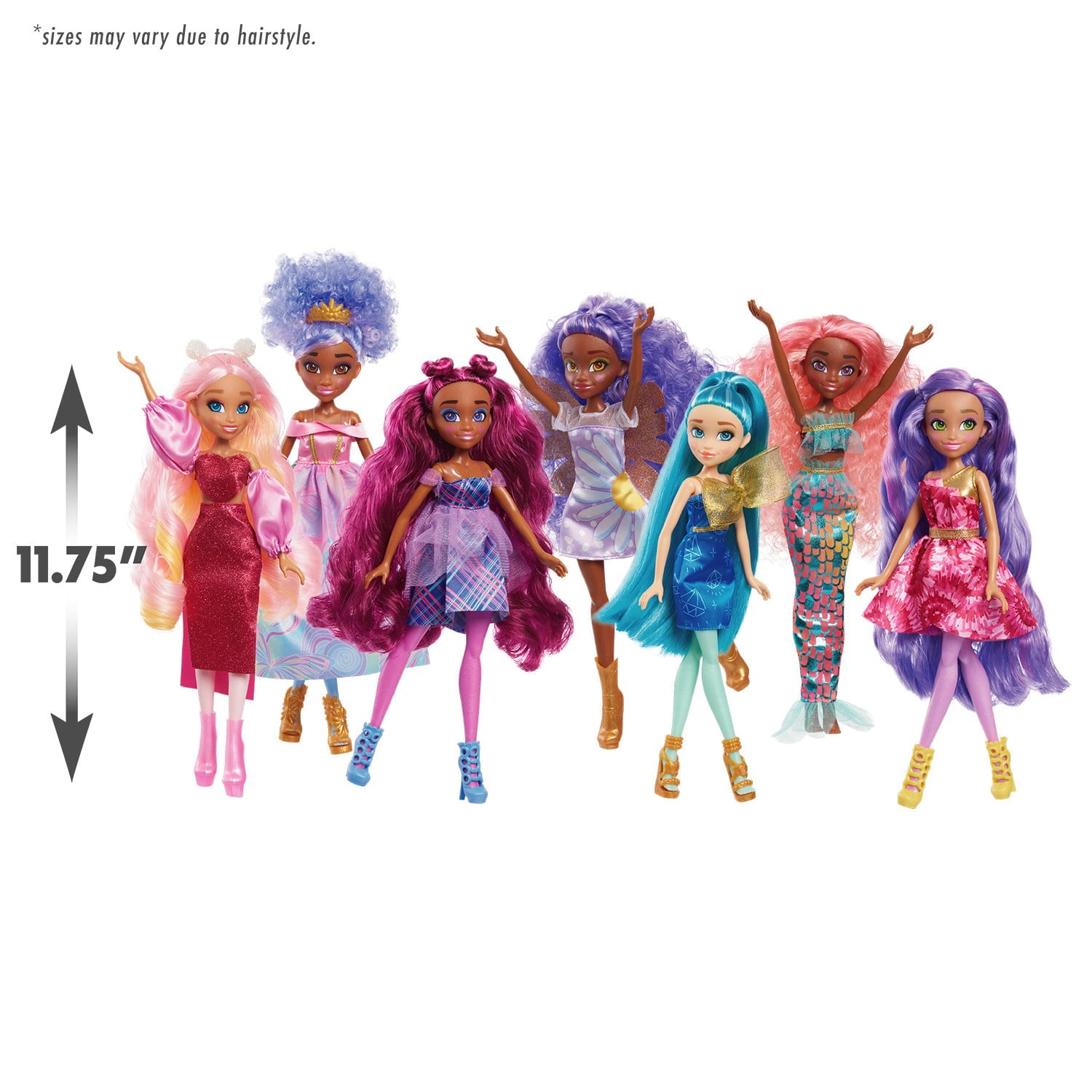 Hairmazing Fantasy Fashion Dolls 7-Pack,  Kids Toys for Ages 3 Up, Gifts and Presents