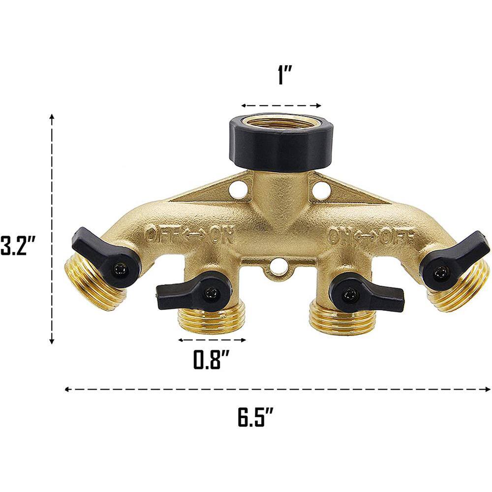 4-Way Brass Hose Diverter 34