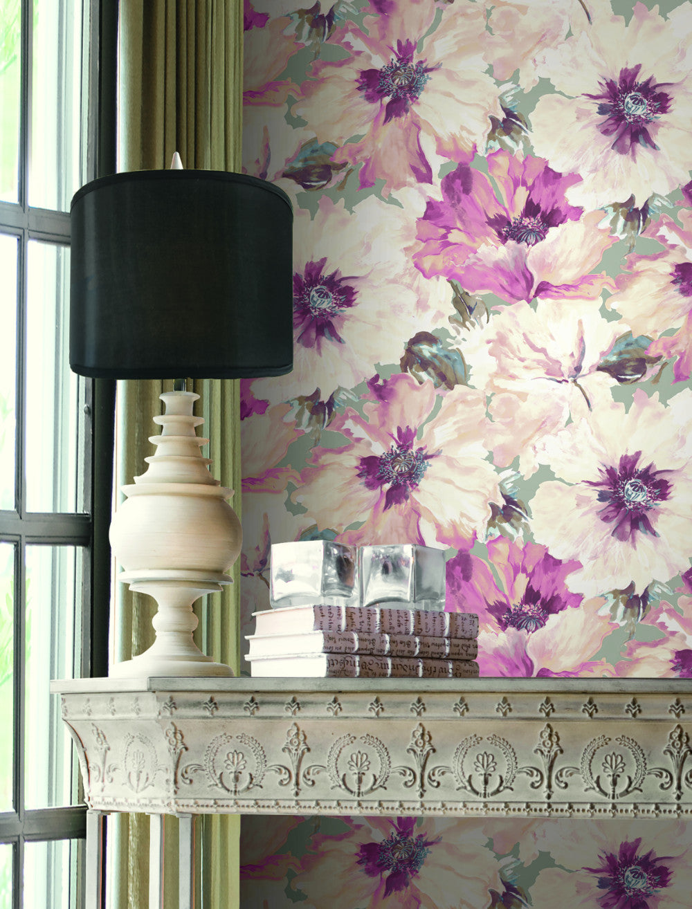 Cecita Floral Wallpaper in Pink from the Lugano Collection