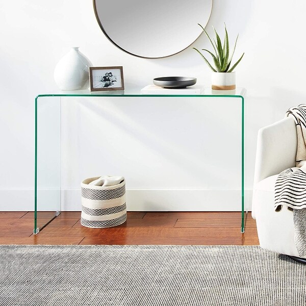 Modern Contemporary Bent Glass Entryway Console Table， 43