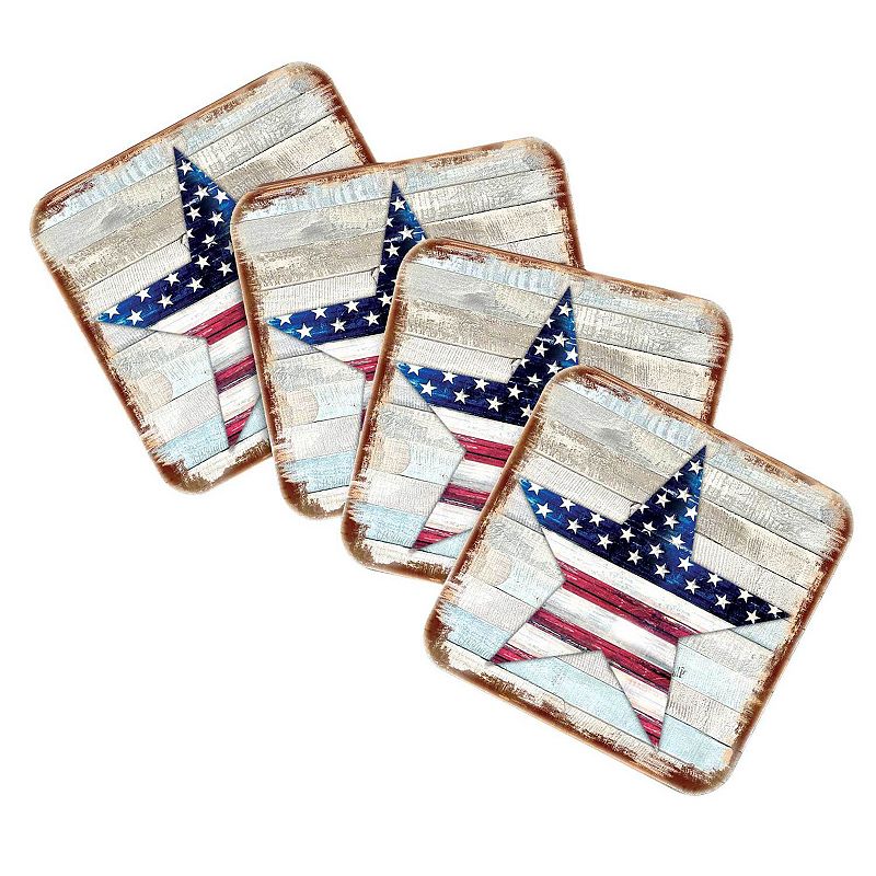 American Star Wooden Cork Coasters Gift Set of 4 by Nature Wonders