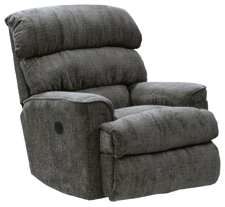 Atkins Power Wall Hugger Recliner in Gray Polyester Fabric   Transitional   Recliner Chairs   by Homesquare  Houzz