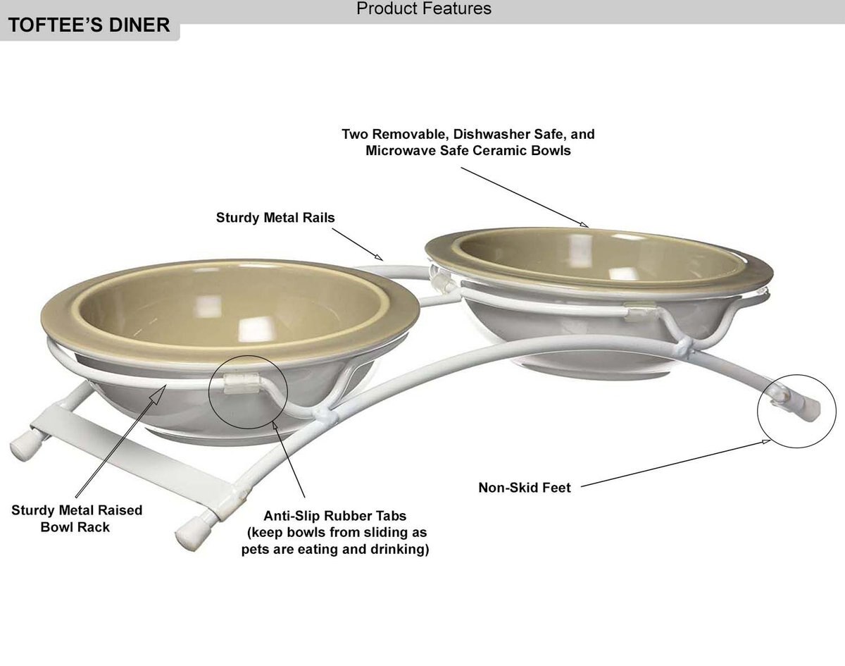 PetRageous Designs Toftee's Paws Double Diner Elevated Pet Bowls