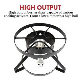 GASONE Outdoor Propane Outdoor Cooker with Propane Burner Regulator and Steel Braided Hose Red QCC B-5150-RED-H