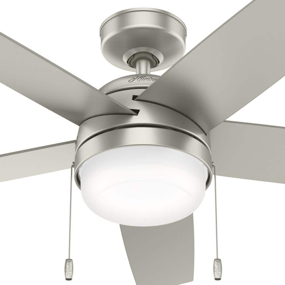 Hunter Stenson 52 in LED Indoor Matte Nickel Ceiling Fan with Light Kit