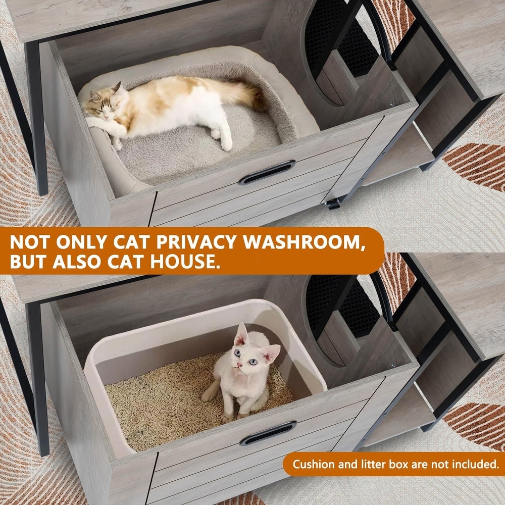 Cat Litter Box Enclosure Furniture with Flower Stand