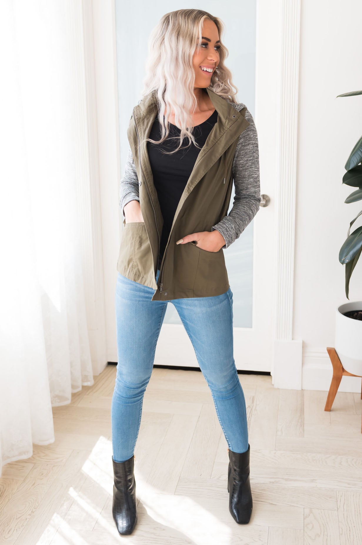 Bring on Fall Modest Light Weight Zip-Up Hoodie