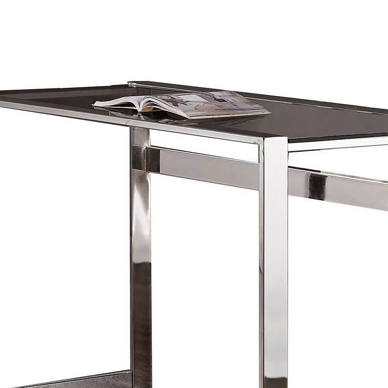 Elegantly Charmed Metal Writing Desk， Silver