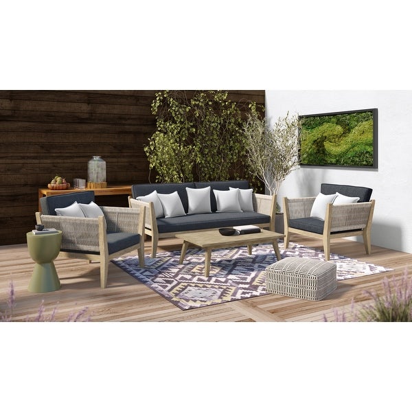 WyndenHall Luna Contemporary 4 Piece Outdoor Conversation Set in Slate Grey Polyester Fabric - Overstock - 35860090