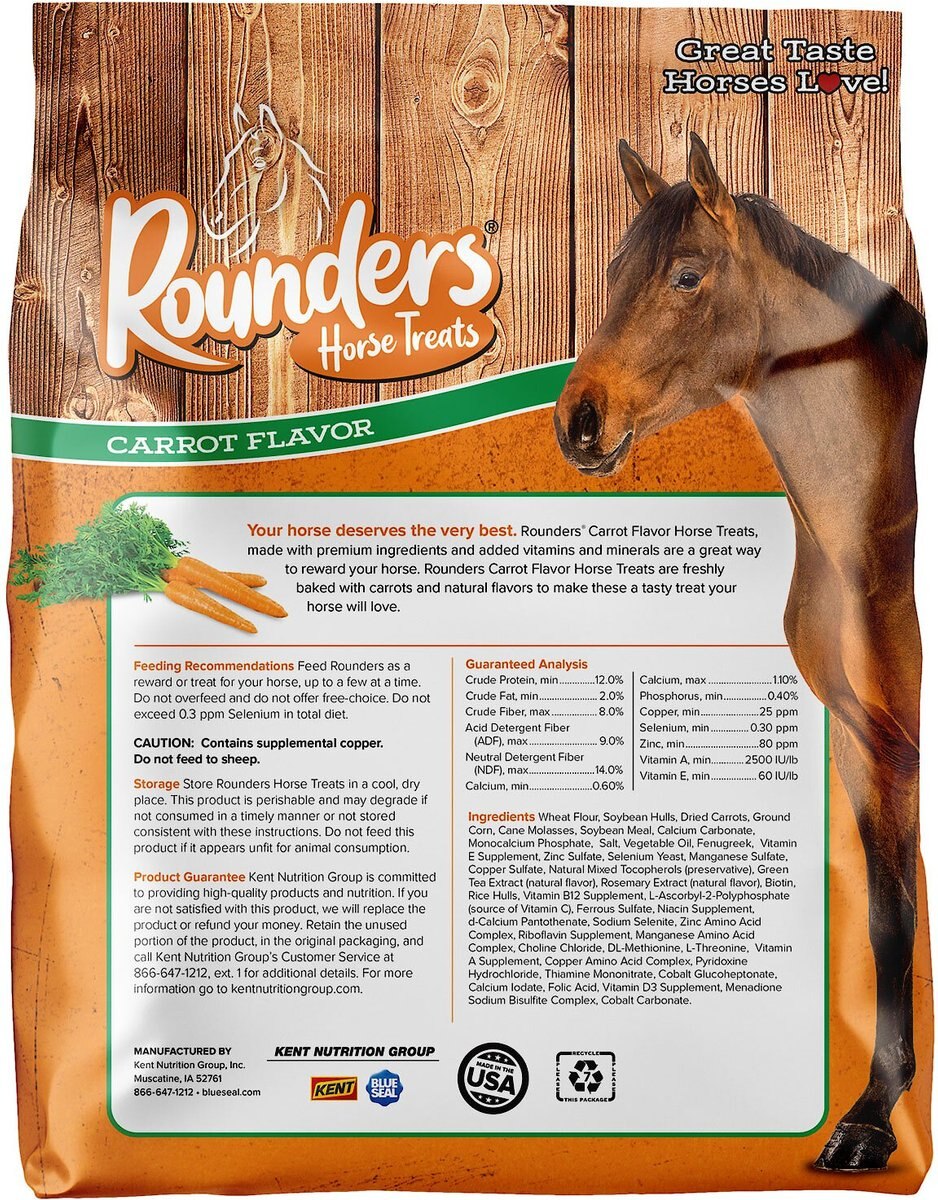 Blue Seal Rounders Carrot Flavor Horse Treats， 30-oz bag