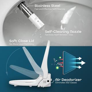 BIDETMATE 2000 Series Electric Bidet Seat for Elongated Toilets with Remote Deodorizer and Warm Air Dryer in White BM-2000R-E