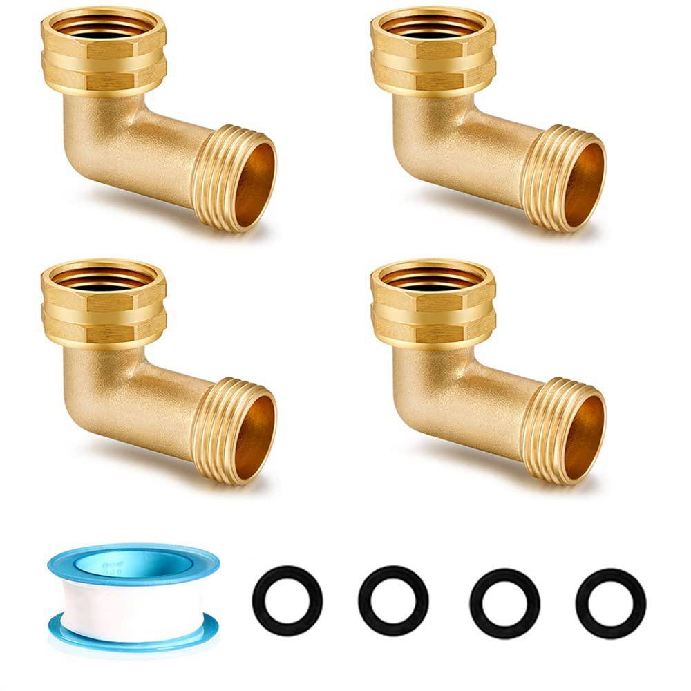 Dyiom 34 in. FHT x 34 in. MHT Garden Hose Elbow Connector 90-Degree Solid Brass Pipe Fittings Hose Elbow (4 Sets) B09NVTZJ64