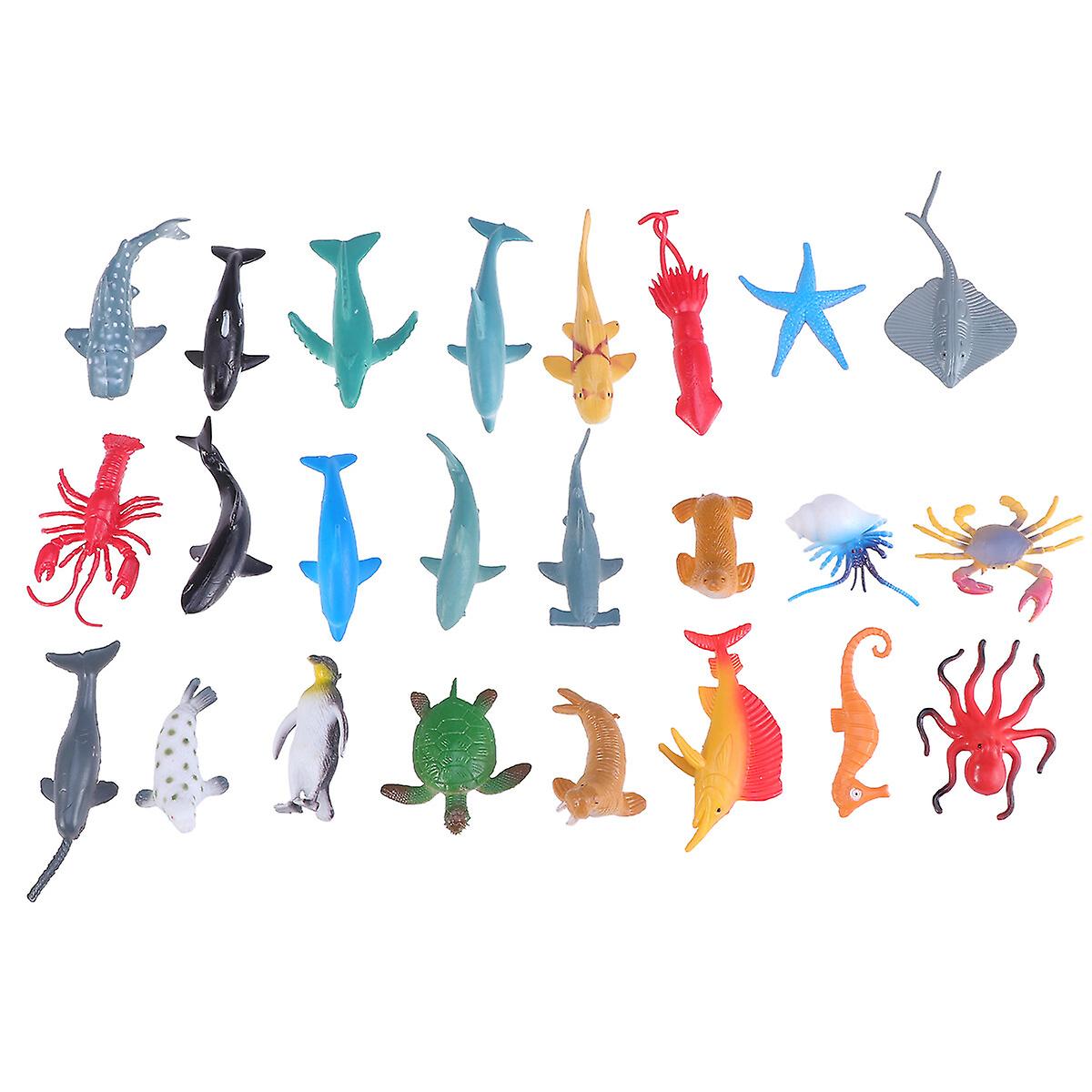 24pcs Plastic Sea Animal Figure Set Realistic Animal Toys Mini Sea Animal Party Favors For Kids Toddlers (mix Model)