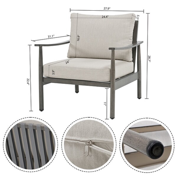 3Piece Aluminum Patio Conversation Set with Webbing Chair Back and Cushions