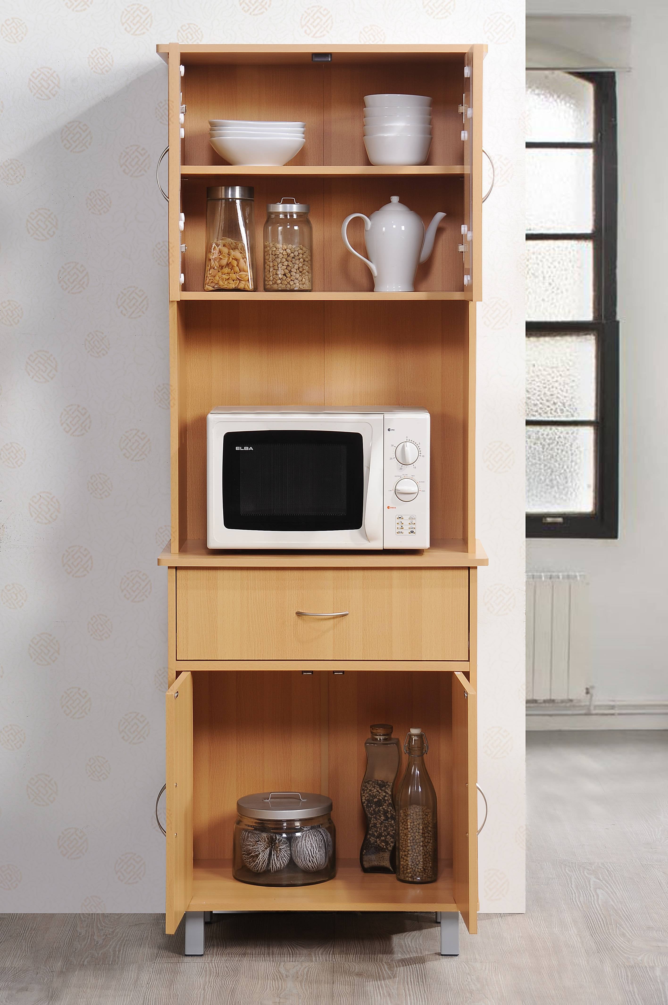 Hodedah Free Standing Kitchen Cabinet， Beech