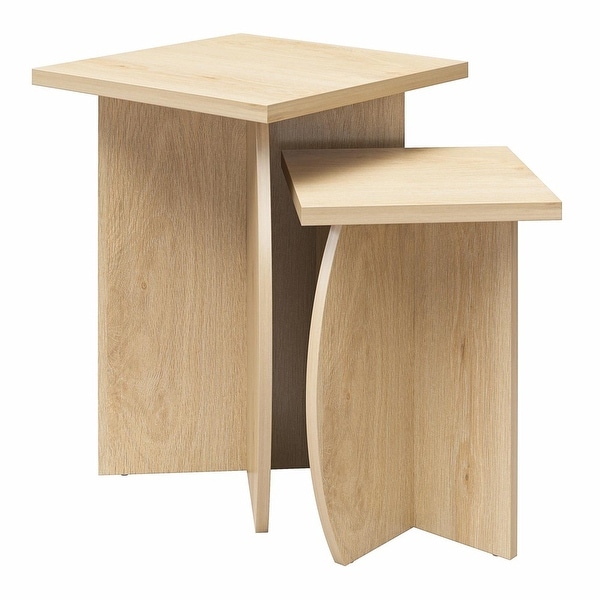 Voler Set of 2 Minimalist Nesting End Tables， Light Oak