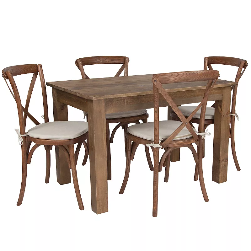 Flash Furniture HERCULES 5-piece Antique Rustic Farm Table Set