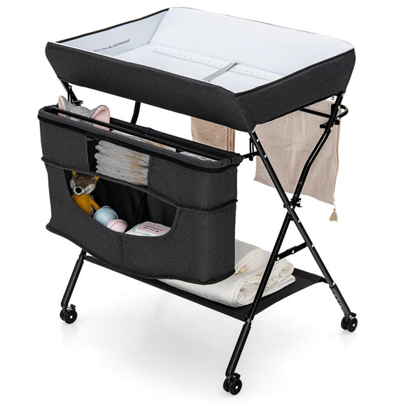 Costway 16073429 Portable Adjustable Height Newbor...