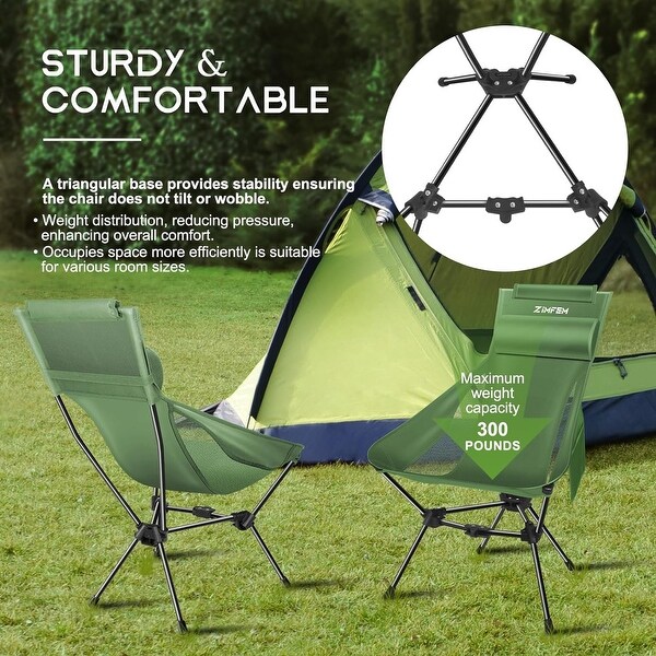 Portable Camping Chair with Headrest and Storage bag，Lightweight Foldable Chair